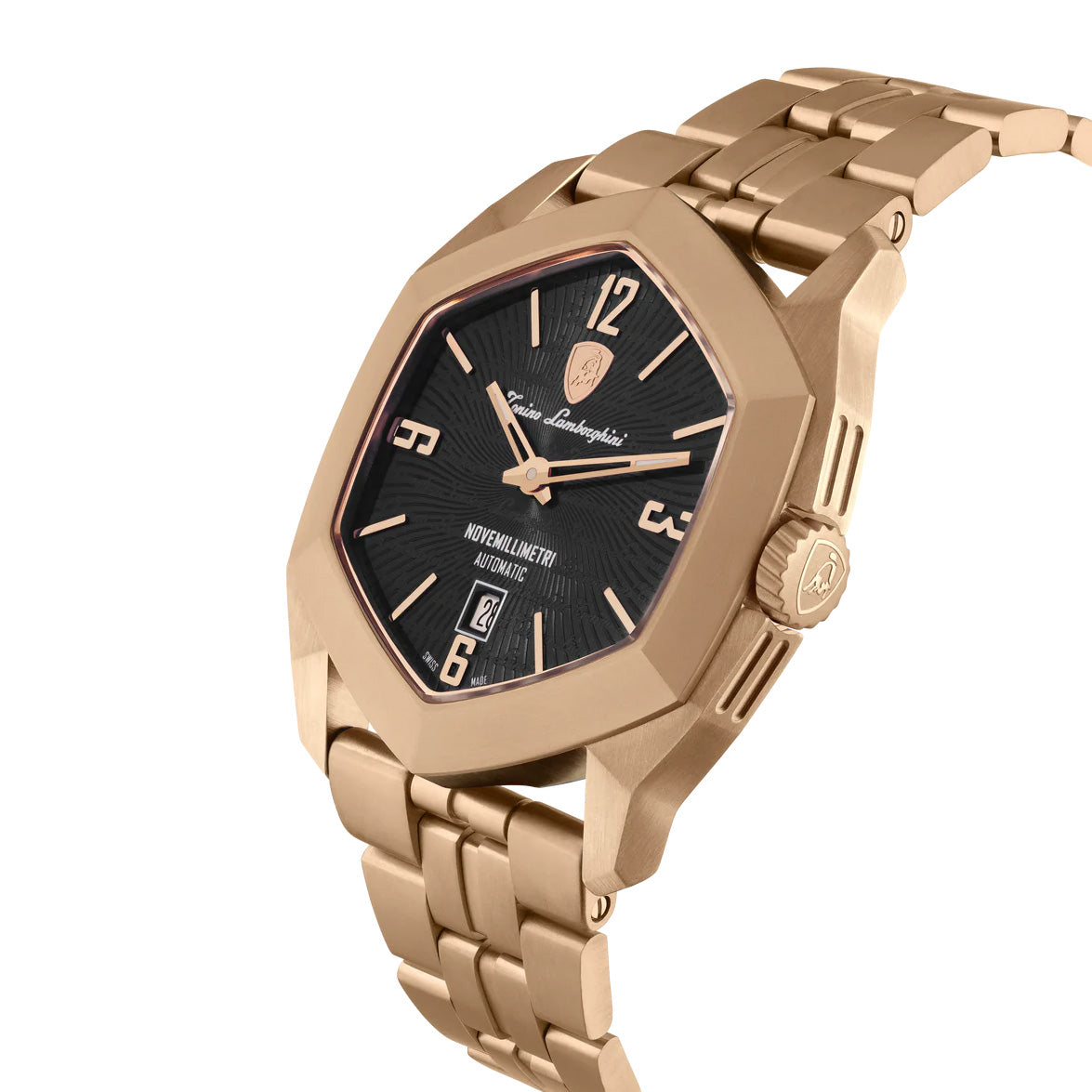 Tonino Lamborghini Men's Watch 43mm Novemillimetri Rose Gold Black TLF-T08-4-B