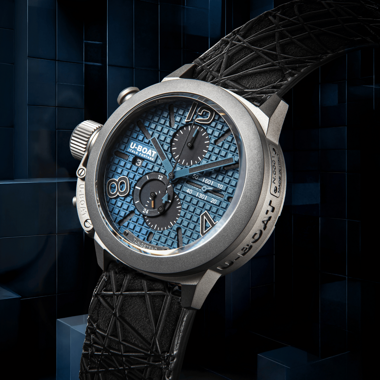 U-Boat Men’s Watch 45mm Classico Titanium Tungsten Chronograph Blue 3003