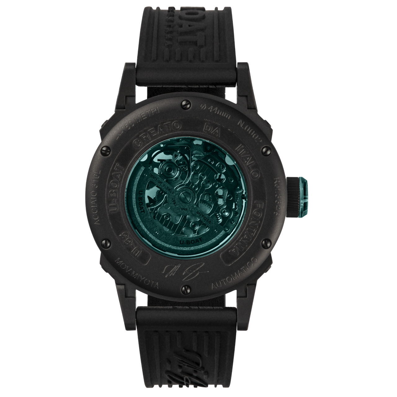 U-Boat Men’s Watch 44mm U-65 Automatic Skeleton Turquoise 3348