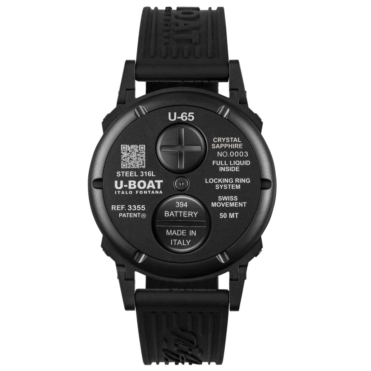 U-Boat Men's Watch 44mm U-65 Black PVD Stainless Steel 3355