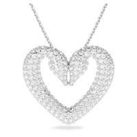 Thumbnail for Swarovski Una Pendant Heart Large Necklace White Rhodium Plated 5626176