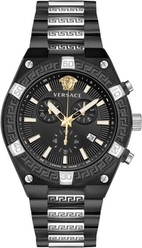 Thumbnail for Versace Men's Watch Greca Sporty Chronograph 46mm Black Silver VESO01022