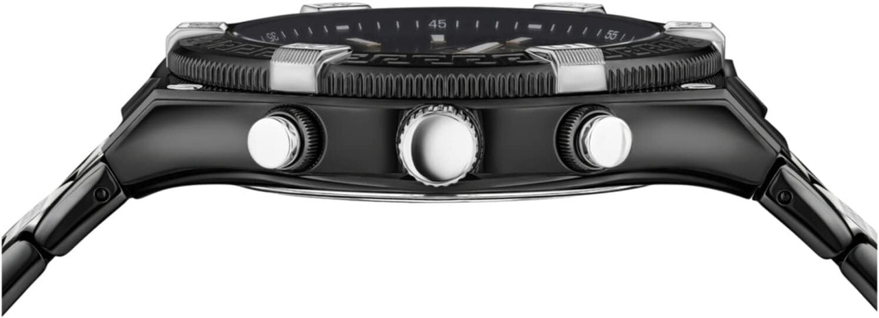 Versace Men's Watch Greca Sporty Chronograph 46mm Black Silver VESO01022