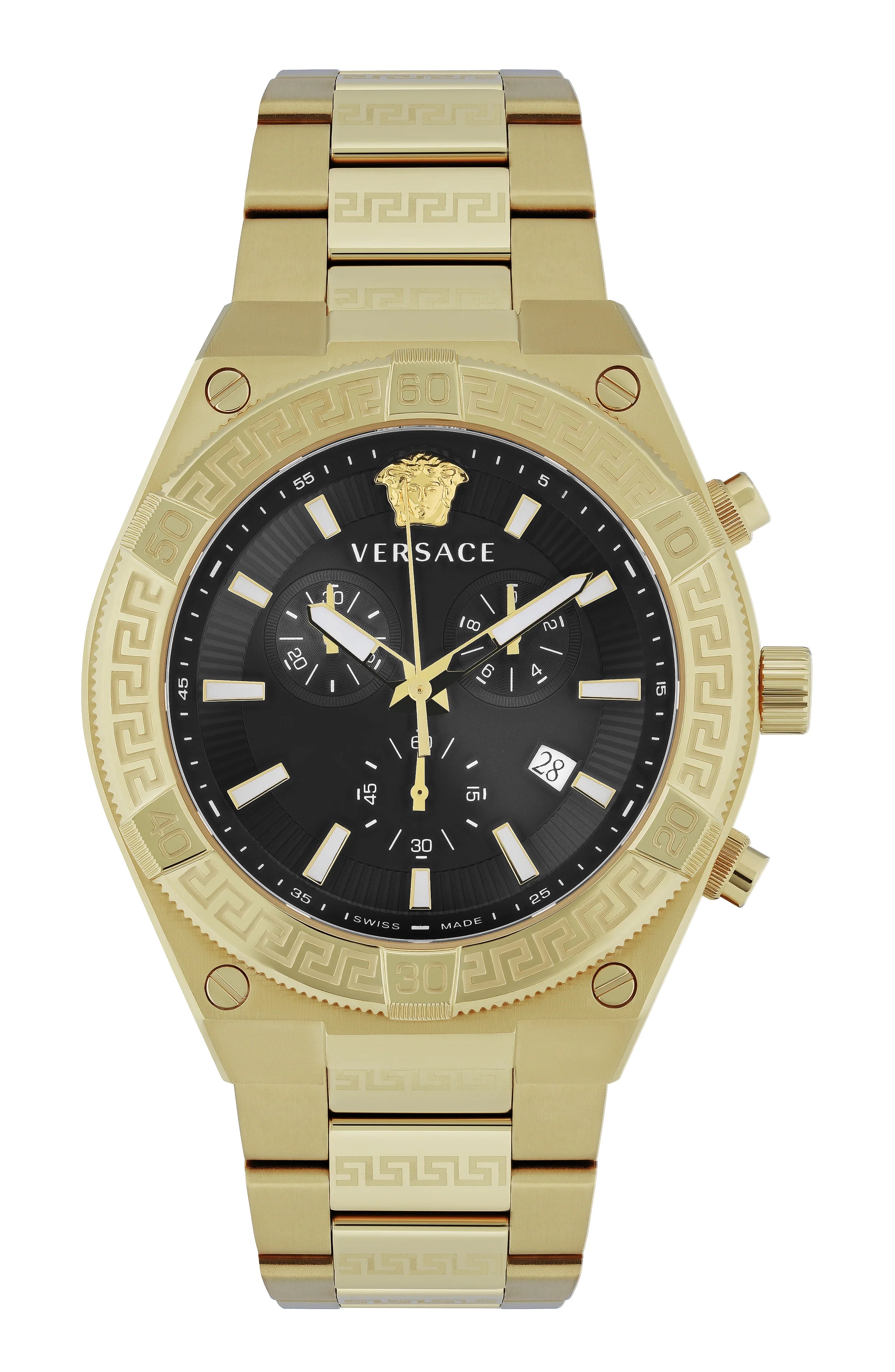 Versace Men's Watch Greca Sporty Chronograph 46mm Black Gold VESO00922