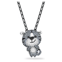 Thumbnail for Swarovski Zodiac Tiger Pendant Necklace Grey Ruthenium Plated 5623750