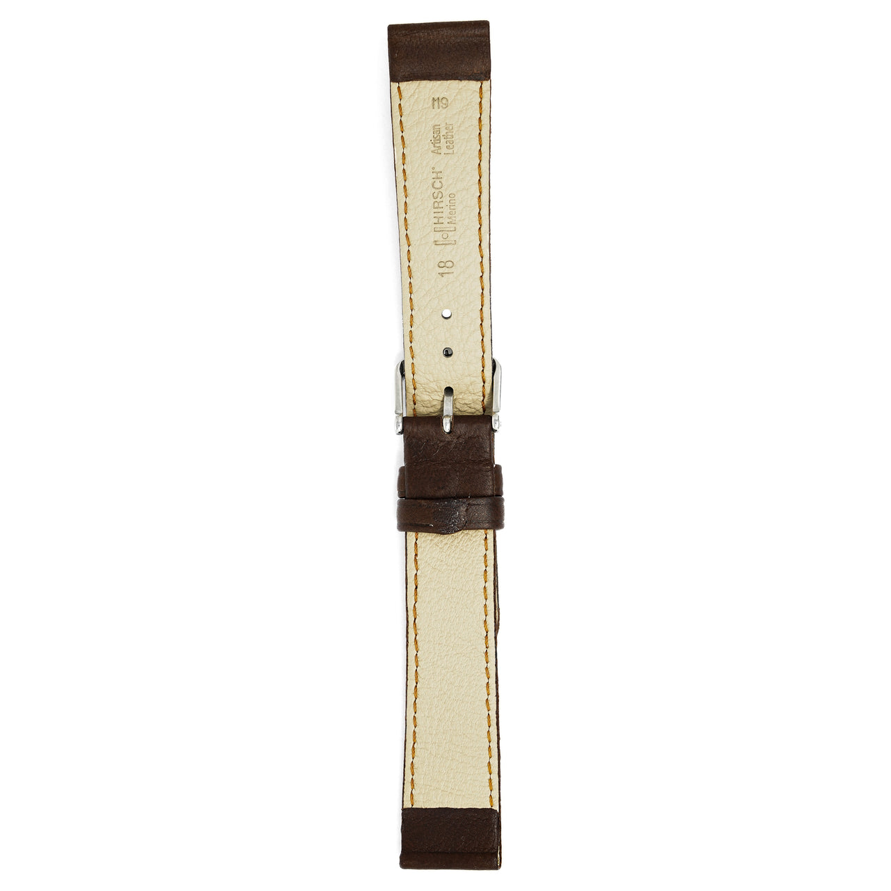 Hirsch Watch Merino 18mm Long Brown Leather Strap