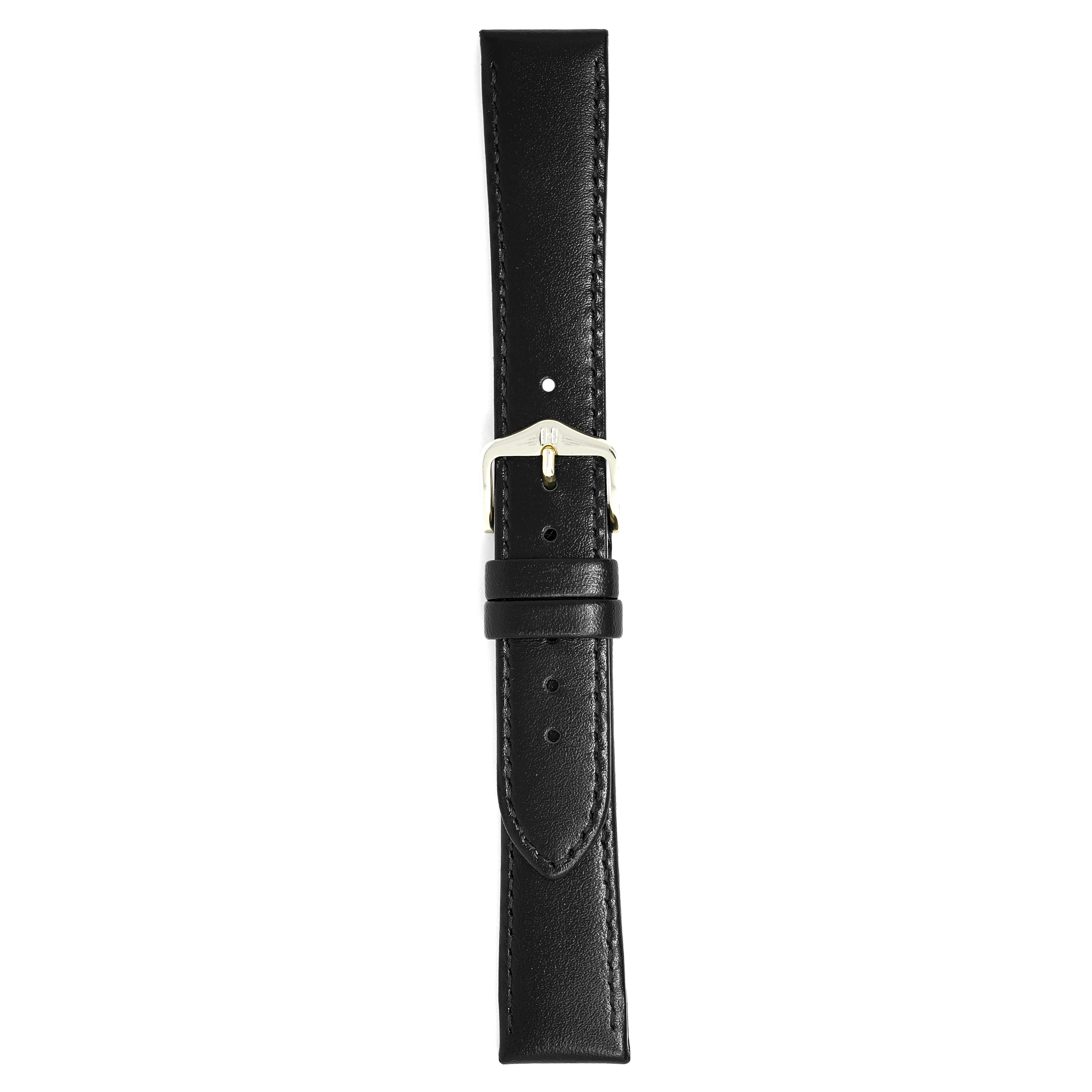Hirsch Watch Osiris 18mm Long Black Leather Strap