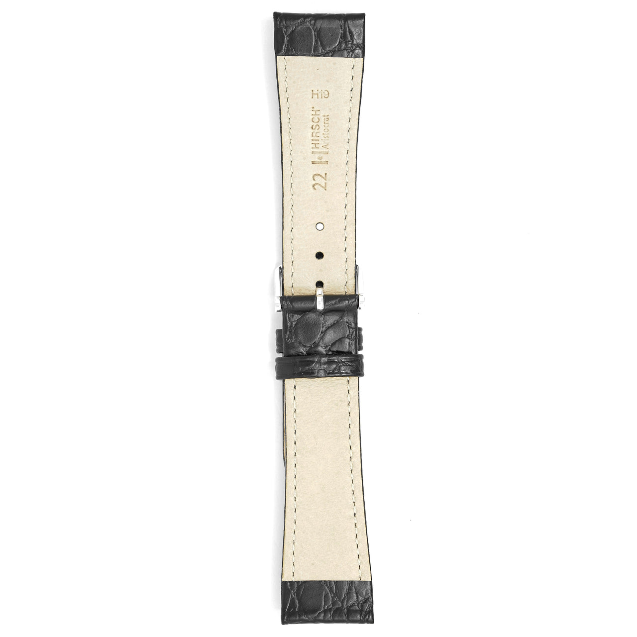 Hirsch Watch Aristocrat 22mm Long Black Leather Strap