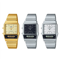 Thumbnail for Casio Watch Vintage White Dual Time Steel Flat Link AQ-800E-7ADF
