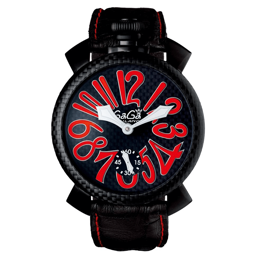 Gagà Milano Watch Manuale 48mm Carbon Fibre Red 5016.08