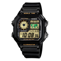 Thumbnail for Casio Watch Digital World Time Illuminator Black AE-1200WH-1BVDF
