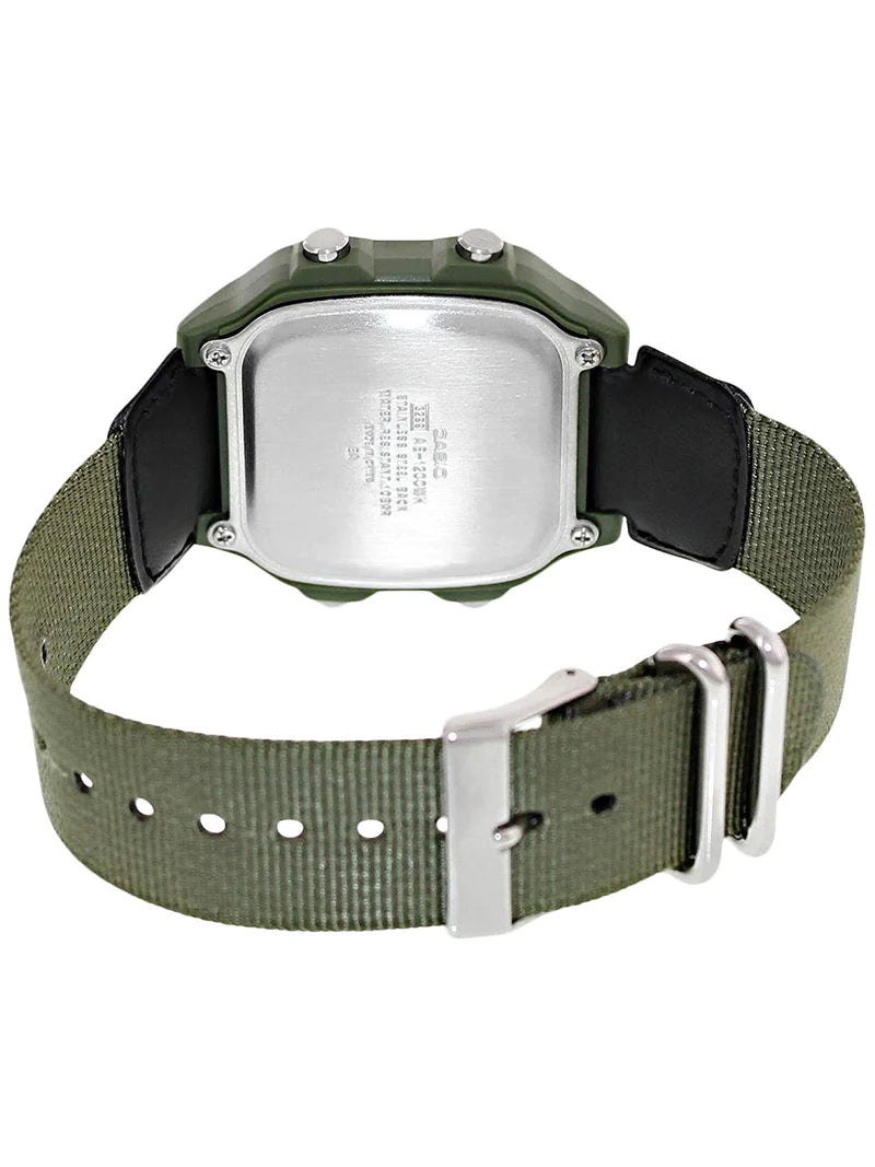Casio Watch Digital World Time Illuminator Green Nato AE-1200WHB-3BVDF