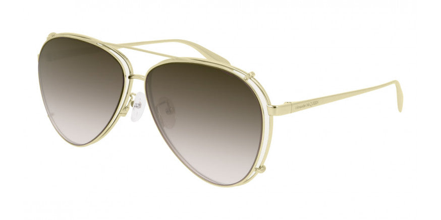 Alexander McQueen Unisex Sunglasses Pilot Gold AM0263S-002 62