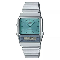 Thumbnail for Casio Watch Vintage Blue Dual Time Steel Flat Link AQ-800EC-2ADF
