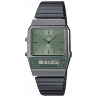 Thumbnail for Casio Watch Vintage IP Grey Dual Time Steel Green Dial AQ-800ECGG-3ADF