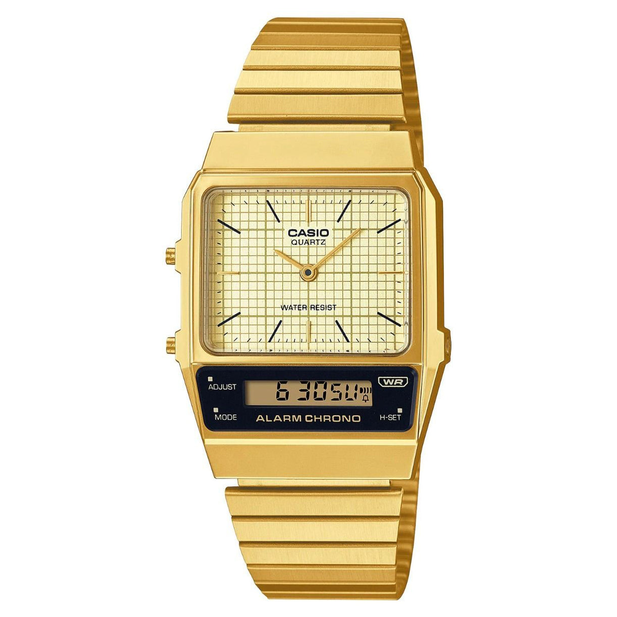 Casio Watch Vintage Dual Time Gold Steel Flat Link AQ-800EG-9ADF – Watches Crystals