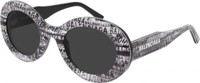 Balenciaga Women's Sunglasses Oval Logo Black/Clear BB0074S-004 50