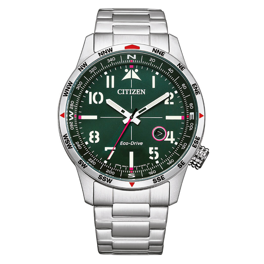 Citizen Men's Watch Eco-Drive Aviator Green BM7551-84X