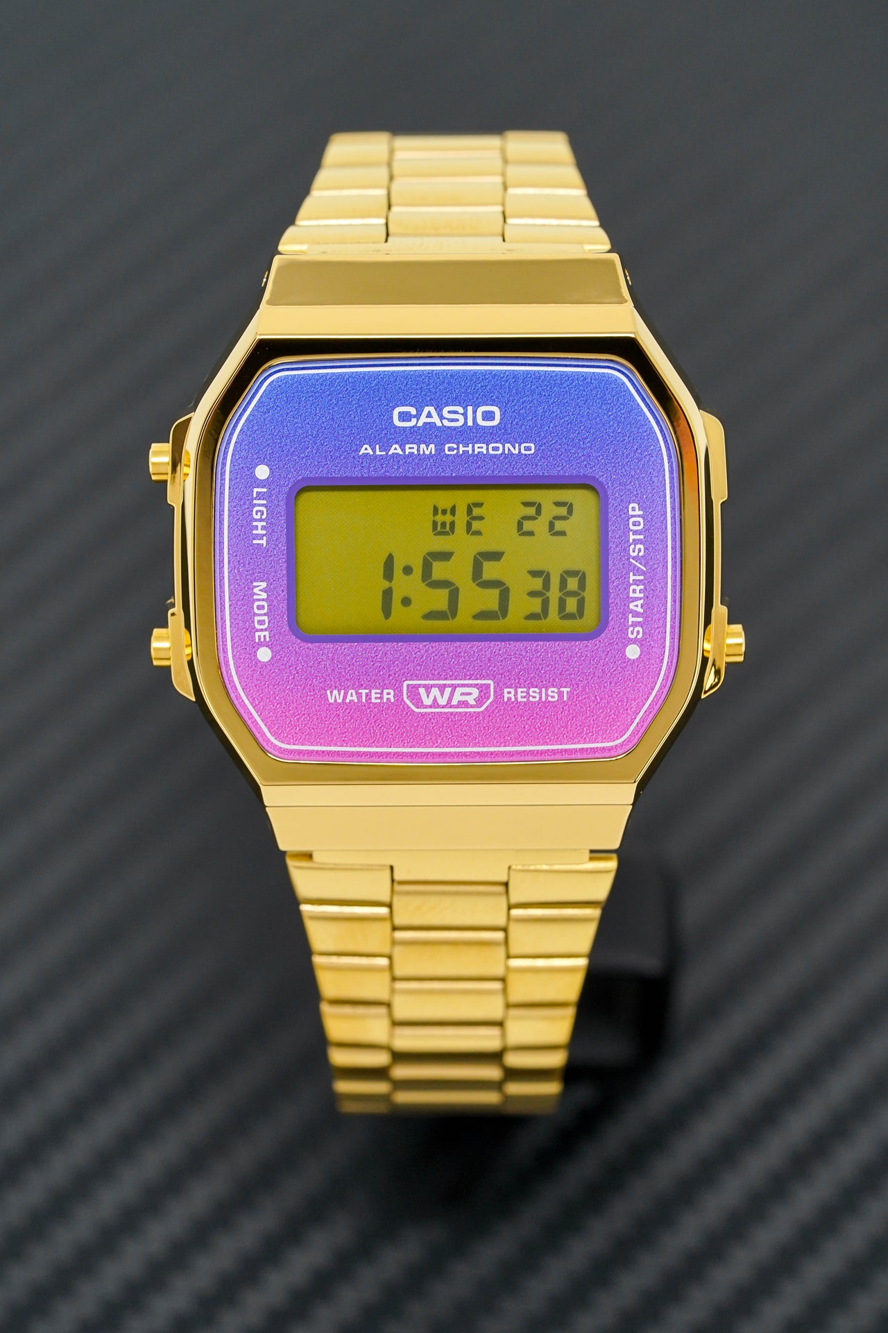 Casio Watch Digital Vintage Gold Pink/Purple A168WERG-2ADF