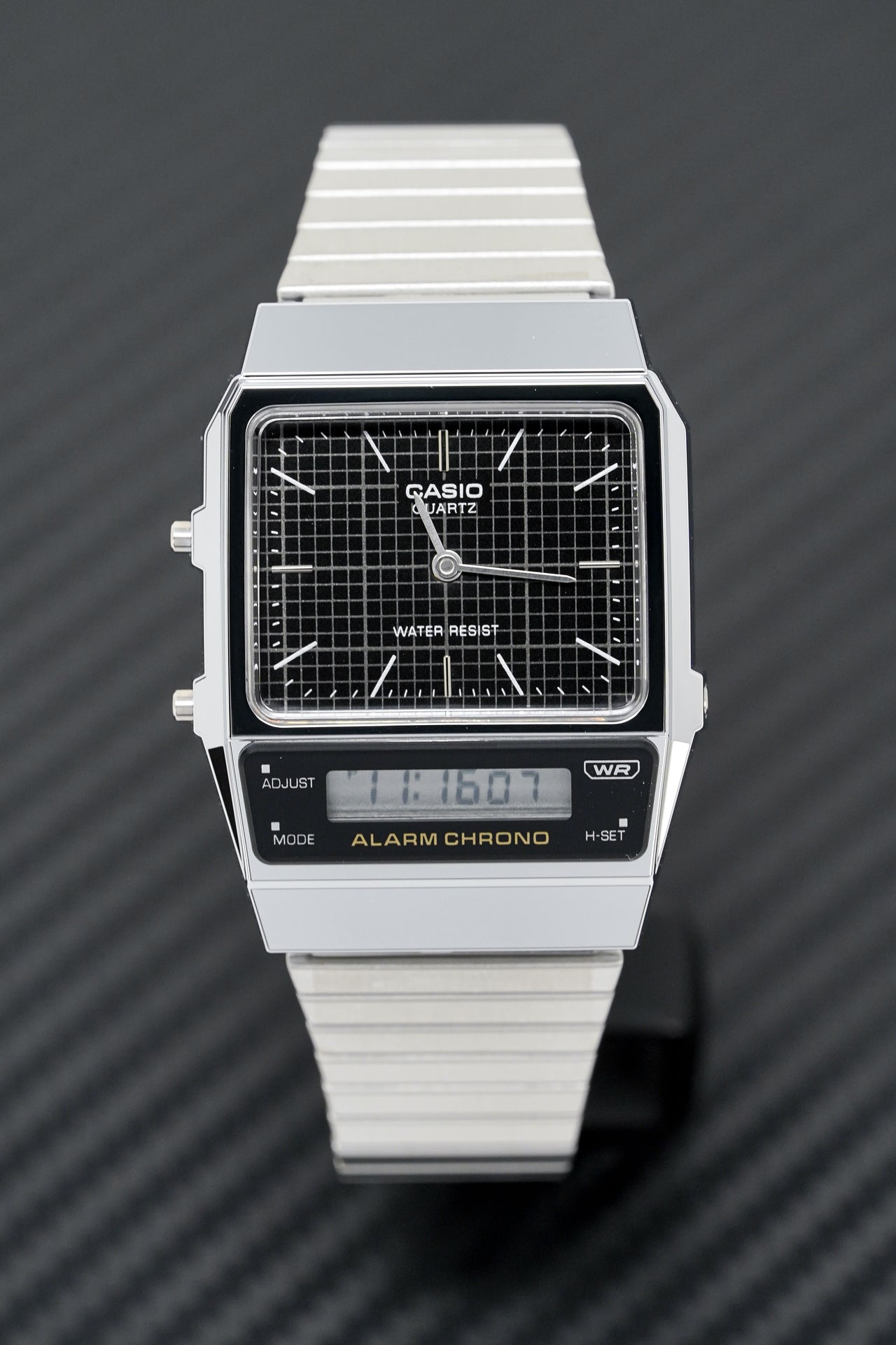 Casio Watch Vintage Dual Time Black Steel Flat Link AQ-800E-1ADF – Watches  & Crystals | Quarzuhren