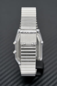 Thumbnail for Casio Watch Vintage Dual Time Black Steel Flat Link AQ-800E-1ADF