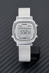 Thumbnail for Casio Ladies Watch Digital Vintage Classic Milanese Silver LA670WEM-7DF