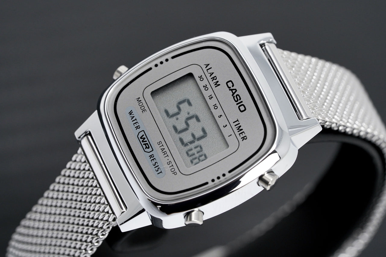 Casio Ladies Watch Digital Vintage Classic Milanese Silver