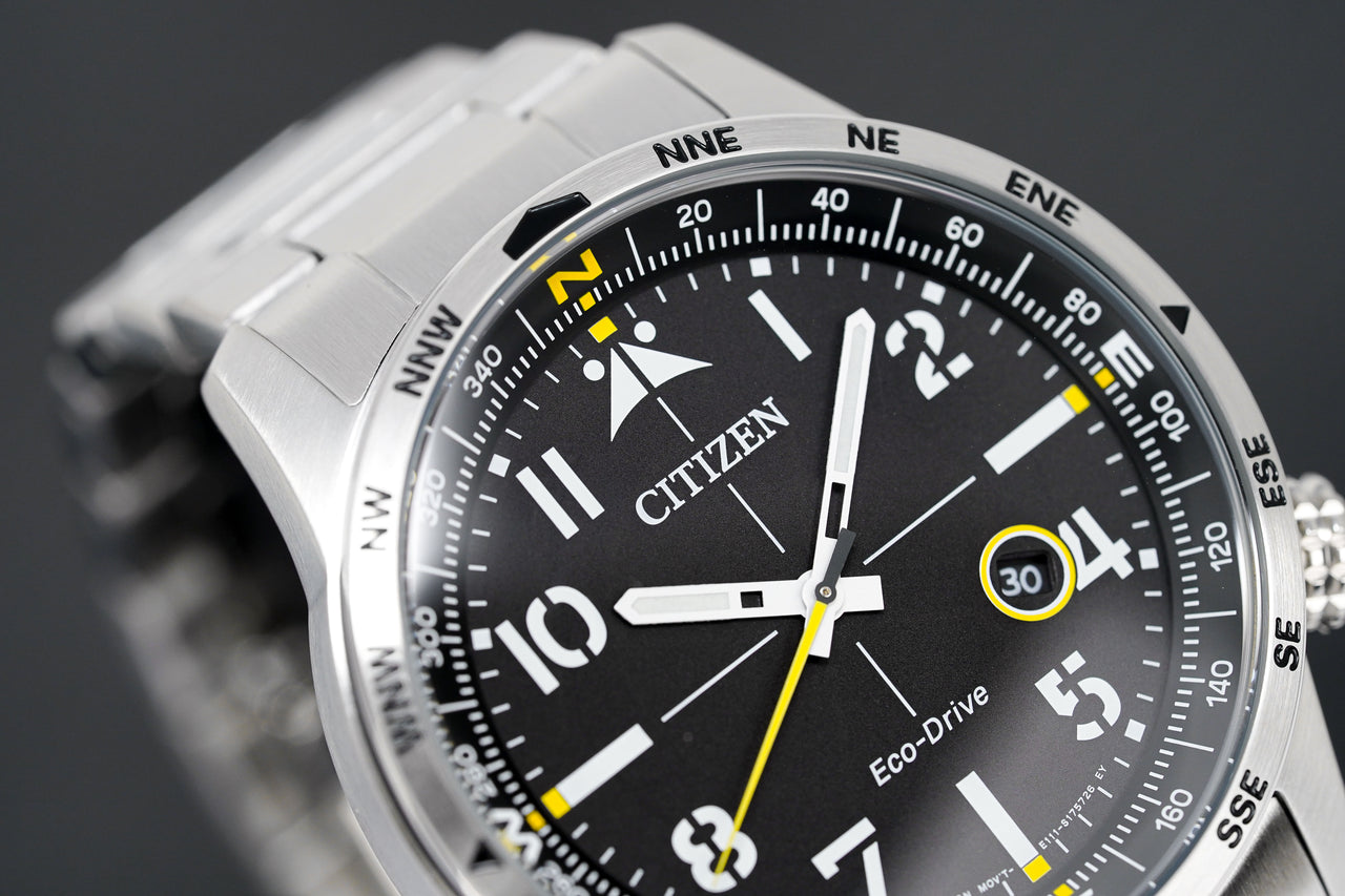 Eco-Drive – Watches & Aviator Black BM7550-87E Men\'s Watch Citizen Crystals