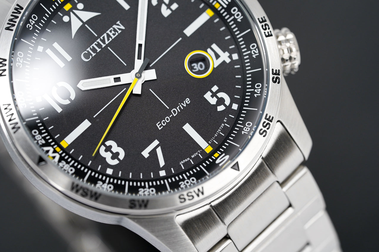 Crystals Watches Men\'s BM7550-87E & Citizen – Eco-Drive Black Aviator Watch
