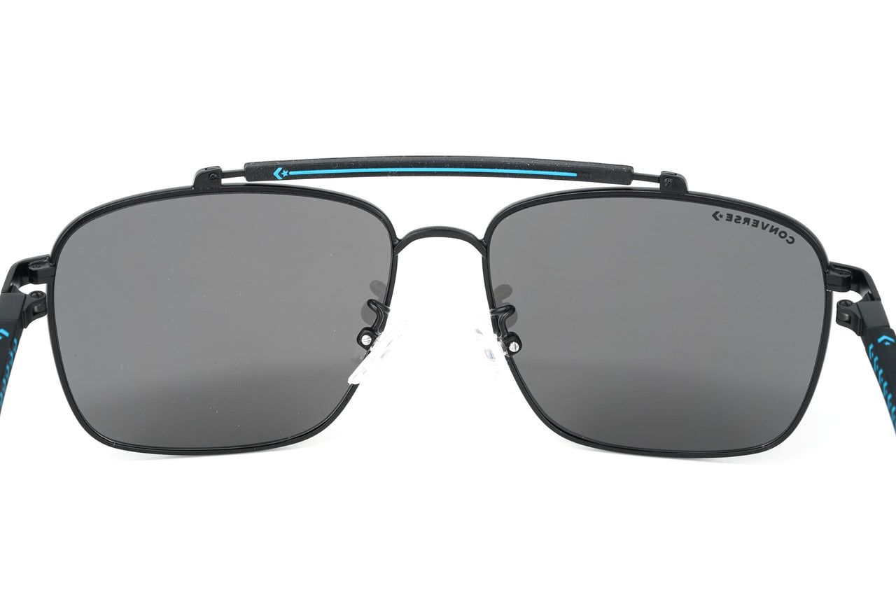 Converse Men's Sunglasses Square Flat Top Matte Black and Blue SCO229 0531