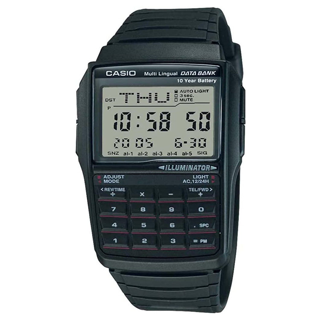 Casio Watch Data Bank Multilingual Calculator Black – Watches & Crystals