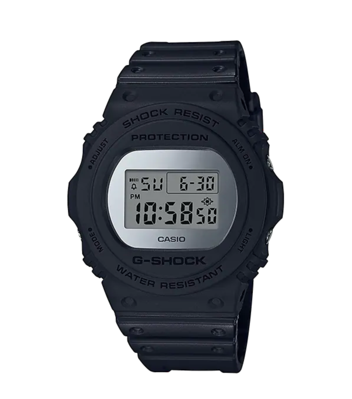 Casio G Shock Watch Men s Round Metallic Silver Mirror Face DW