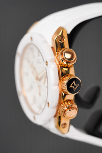 Thumbnail for Edox Ladies Chronograph Watch Chronoffshore-1 White and Rose Gold 38mm 10225 37RB BIR