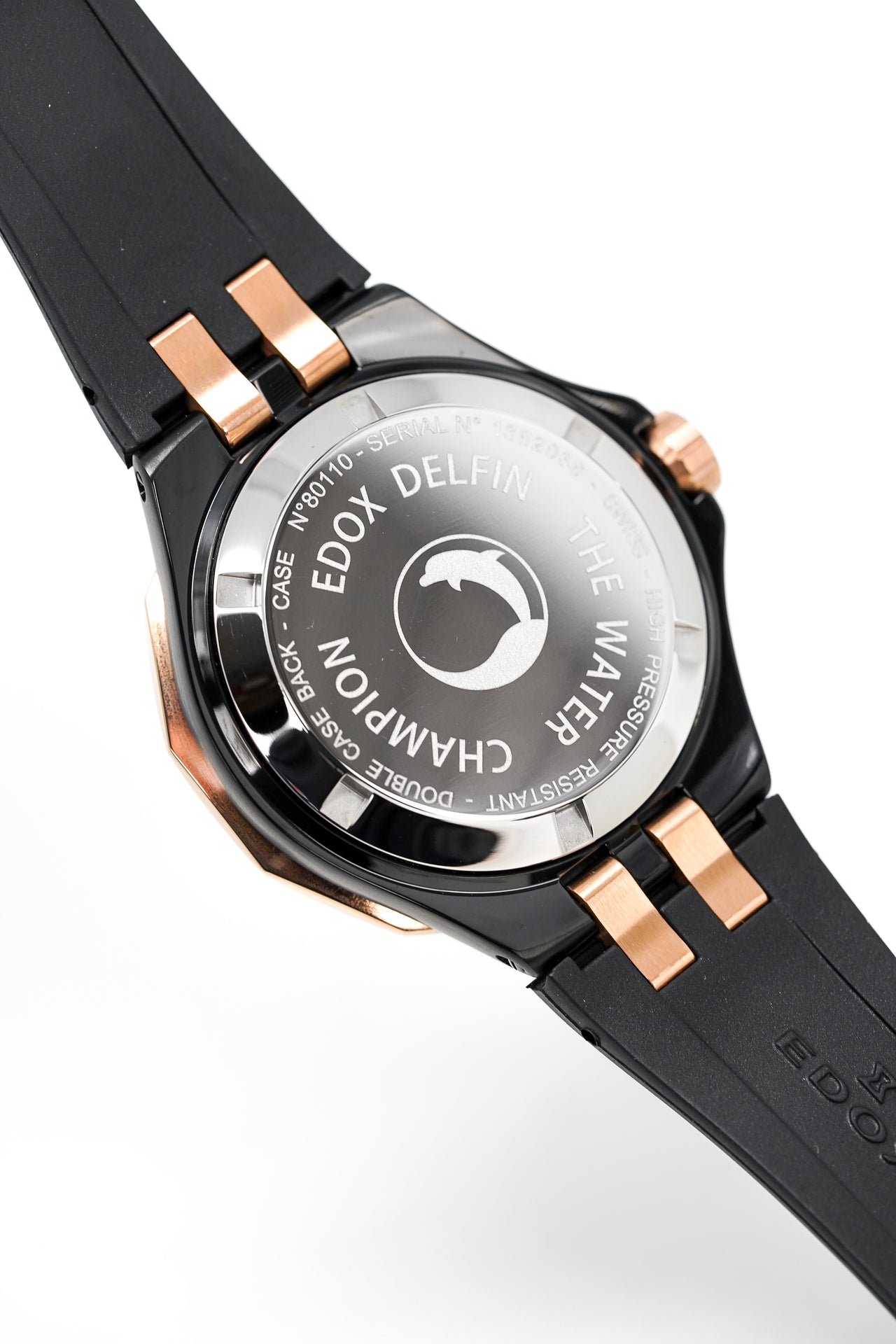 Edox Automatic Watch Delfin Diver Black Rose Gold 43mm 80110357NRCA