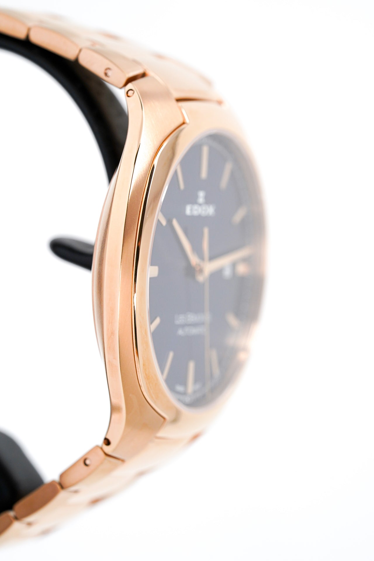 Edox Men's Automatic Watch Les Bèmonts Ultra Slim Blue Rose Gold 42mm 80114 37R BUIR