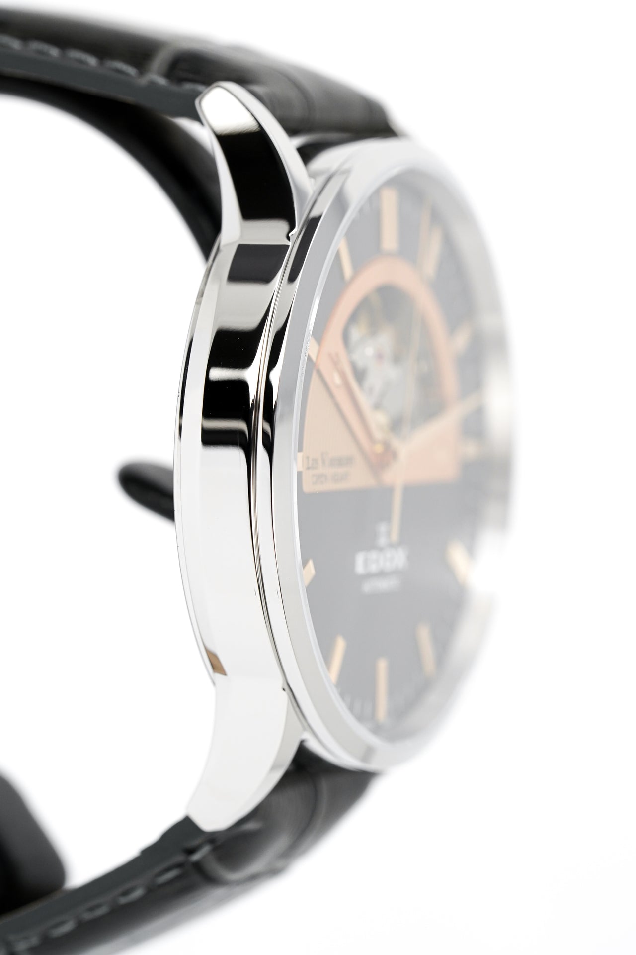 Edox Men's Automatic Watch Les Vauberts Open Heart Rose Gold 43mm 850143GIR