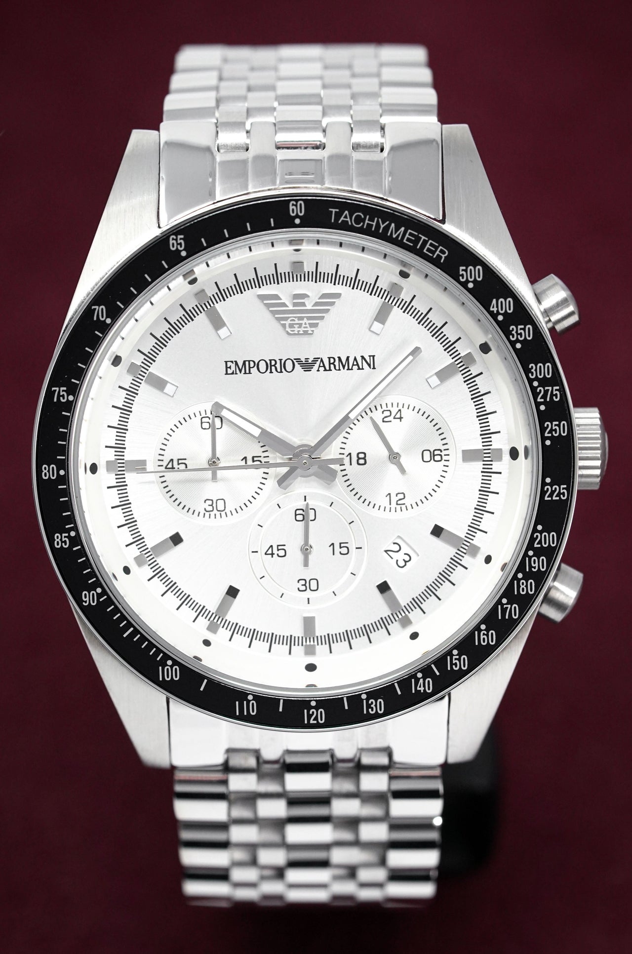 Emporio Armani Men's Tazio Chronograph Watch Silver AR6073