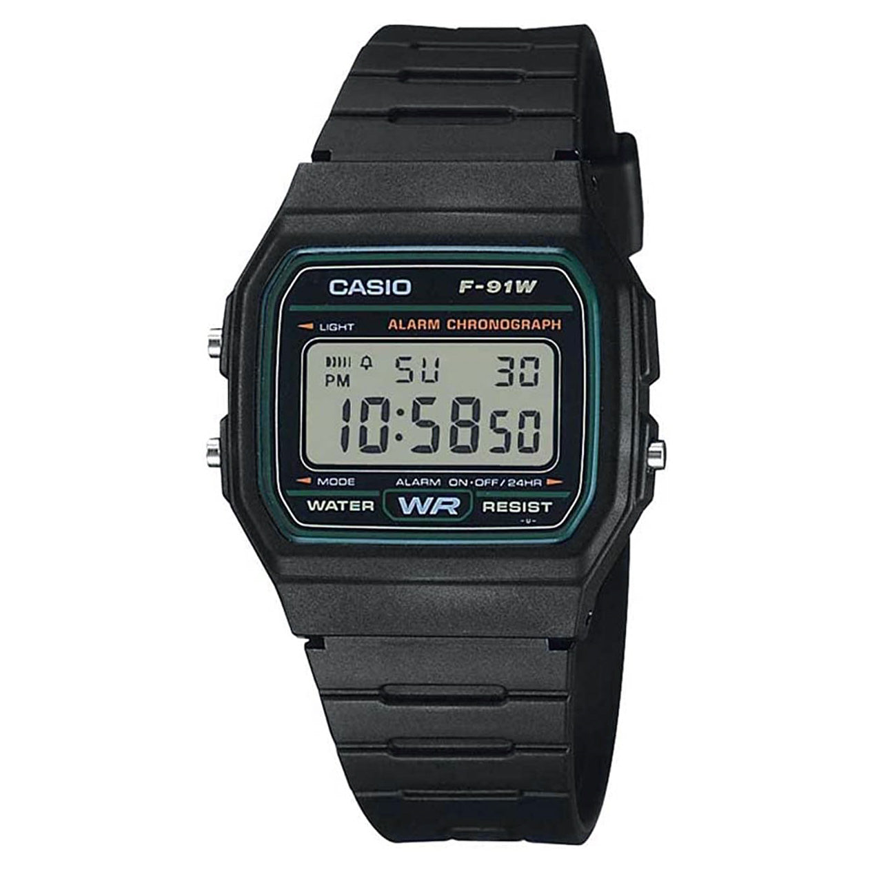 Casio Watch Classic Sports Digital Black/Green F-91W-3DG
