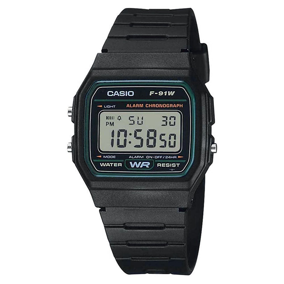 Casio Watch Classic Sports Digital Black/Green F-91W-3DG – Watches