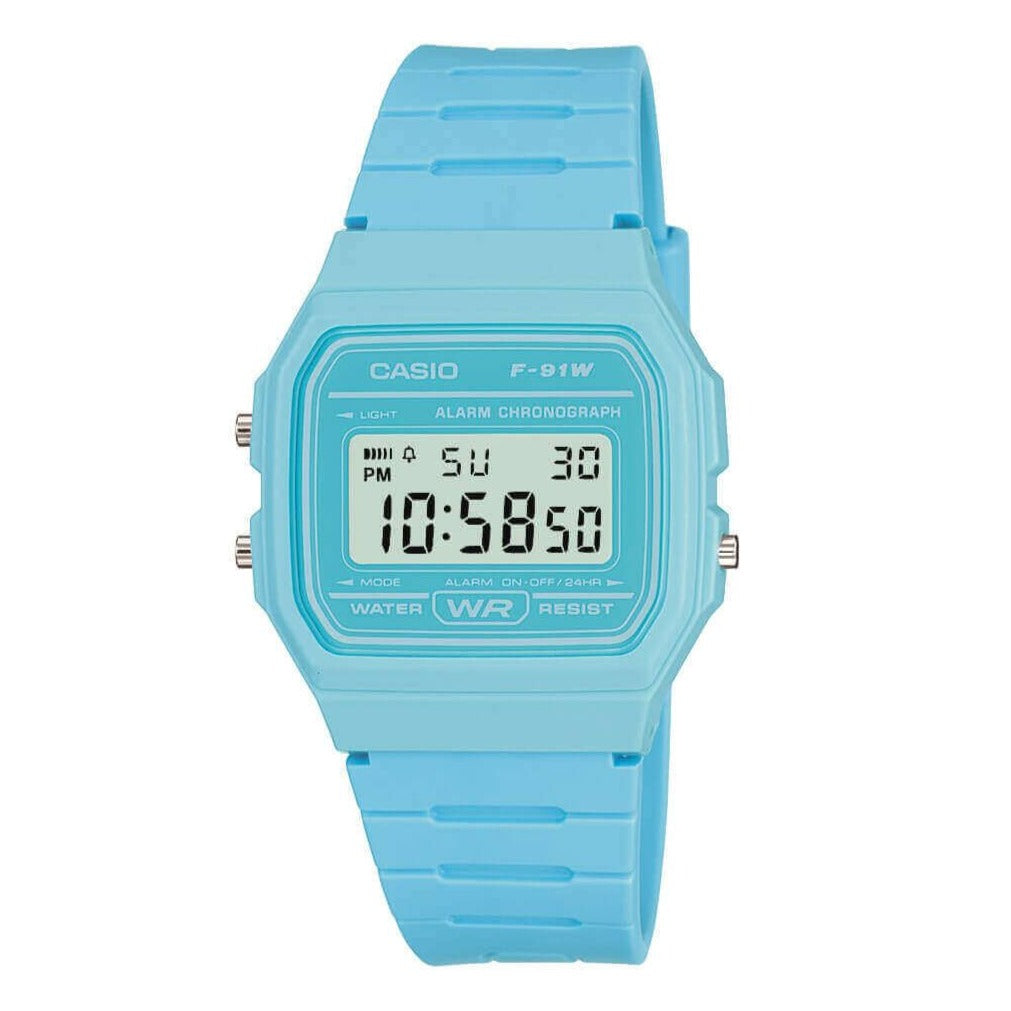 Casio Watch Classic Sports Digital Baby Blue F-91WC-2ADF – Watches &  Crystals