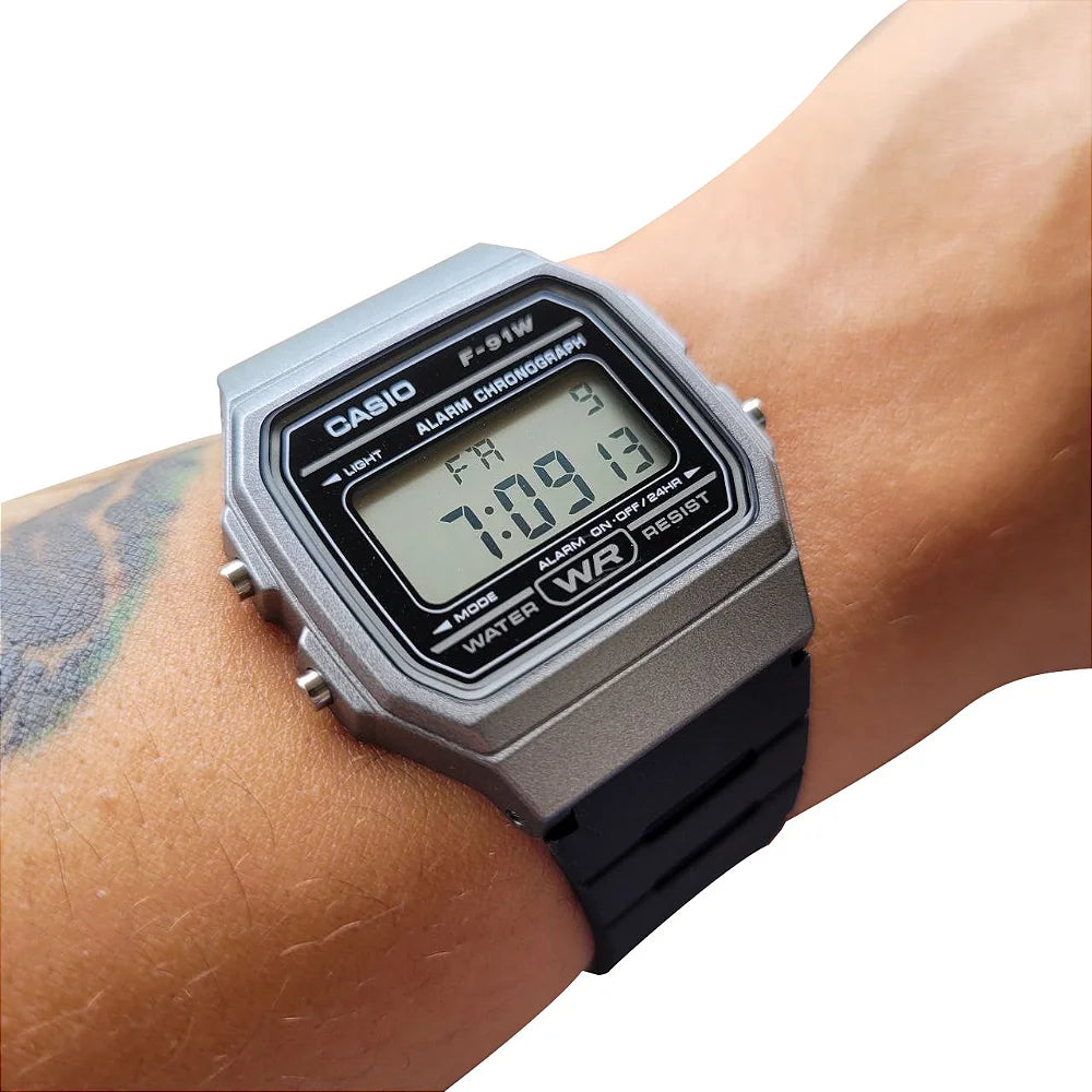 Casio Watch Classic Sports Digital Black Silver F 91WM 1BDF