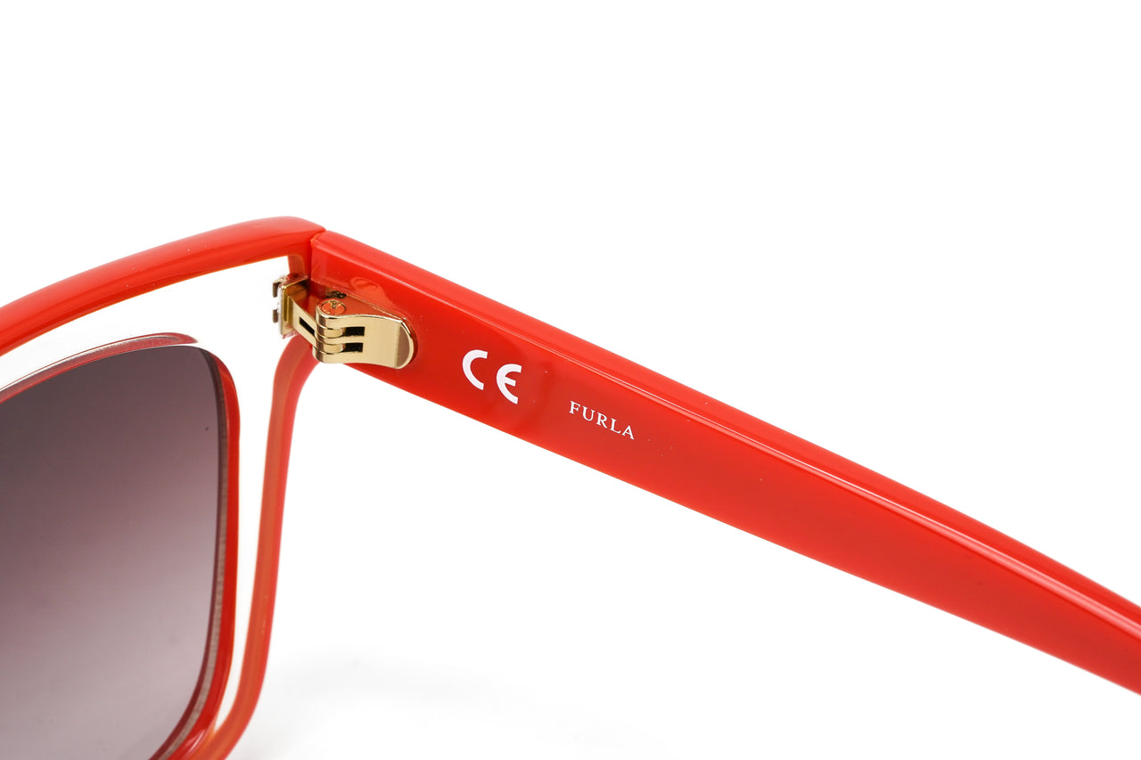 Furla Women's Sunglasses Classic Square Clear/Red SFU069 0AFM