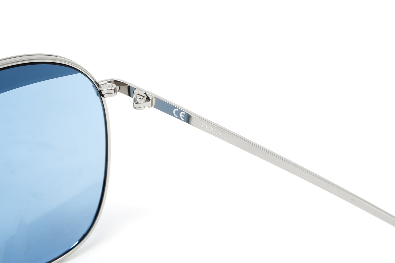 Furla Women's Sunglasses Pilot Silver/Blue SFU236 0523