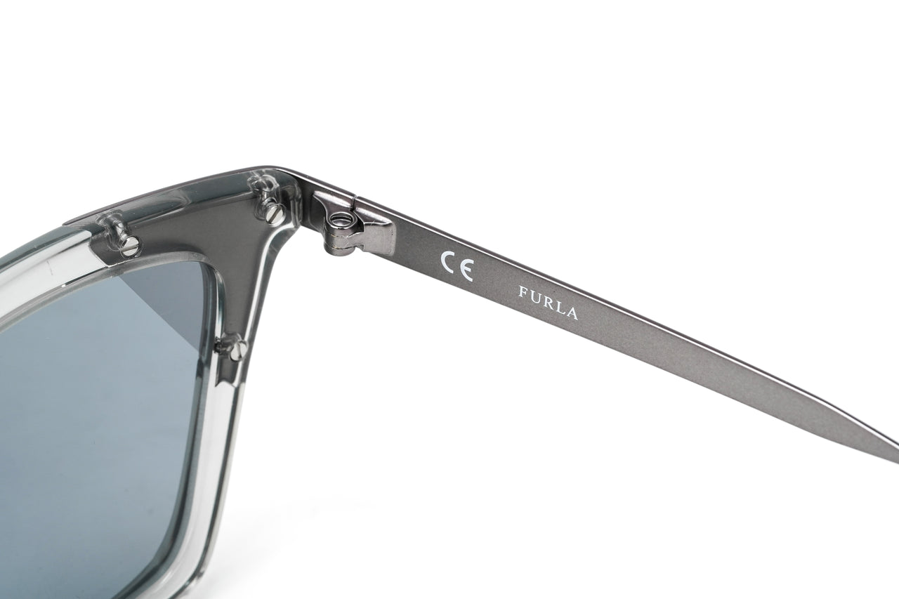 Furla Women's Sunglasses Classic Angular Clear/Grey SFU245 9RMX