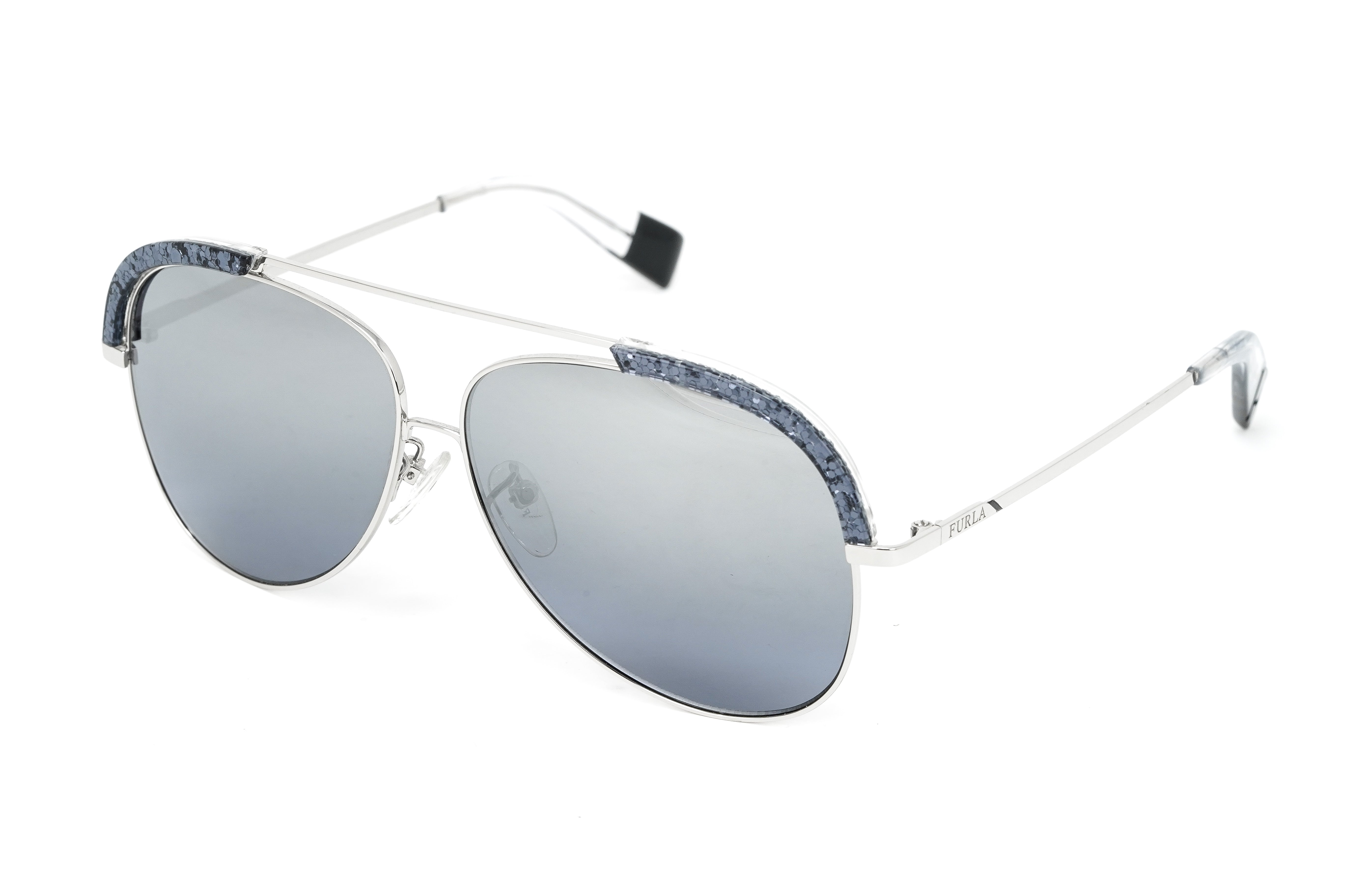 Furla Women's Sunglasses Pilot Silver/Blue SFU284 579X