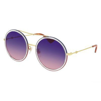 Gucci Women's Sunglasses Round Pilot Double-Bridge Blue GG0061S-023 56
