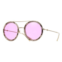 Thumbnail for Gucci Women's Sunglasses Round Pilot Pink GG0061S LEATHER-001 54