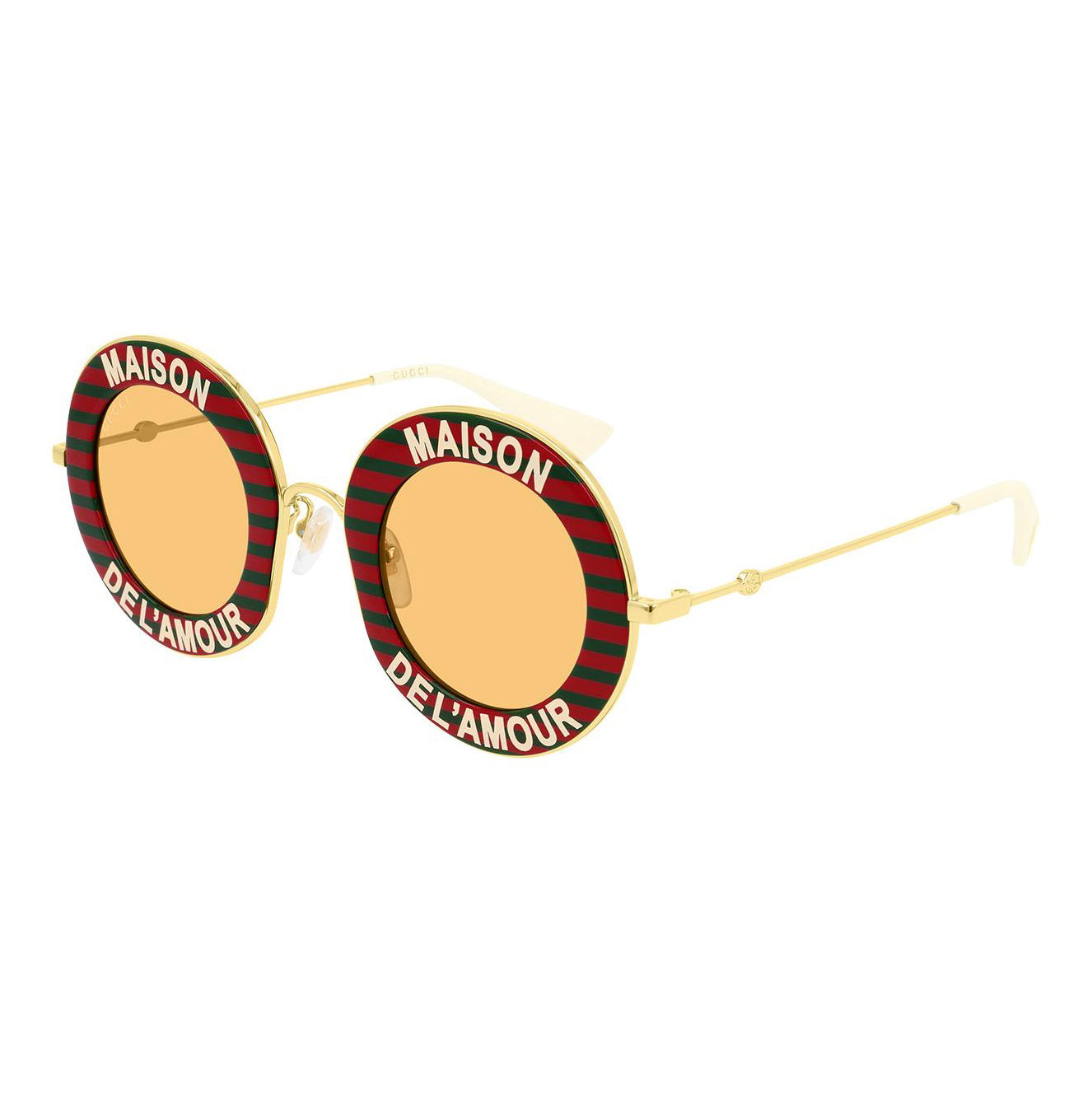 Gucci Women's Sunglasses Oversized Round Gold Maison de l'Amour GG0113S-007 44