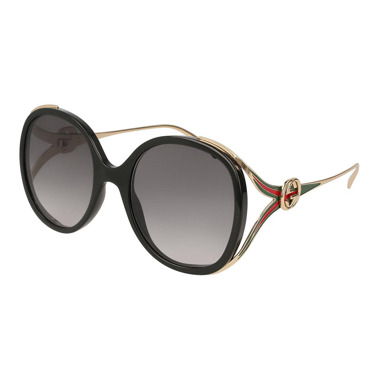 Gucci Women's Sunglasses Oversized Round Black/Gold GG0226S-001 56