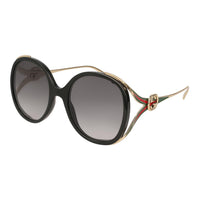 Thumbnail for Gucci Women's Sunglasses Oversized Round Black/Gold GG0226S-001 56